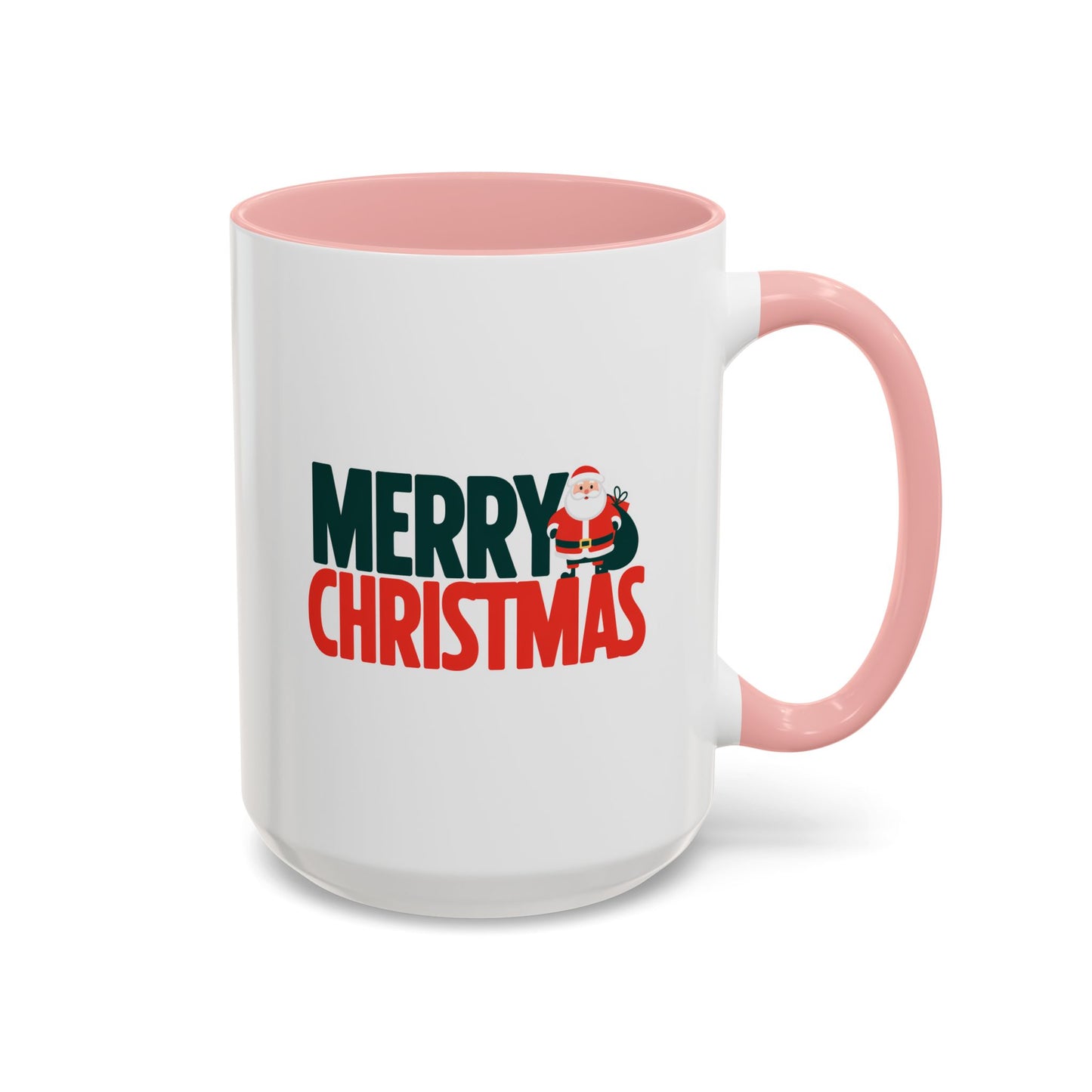 Christmas Mug - Merry Christmas Green & Red Text Santa Bag