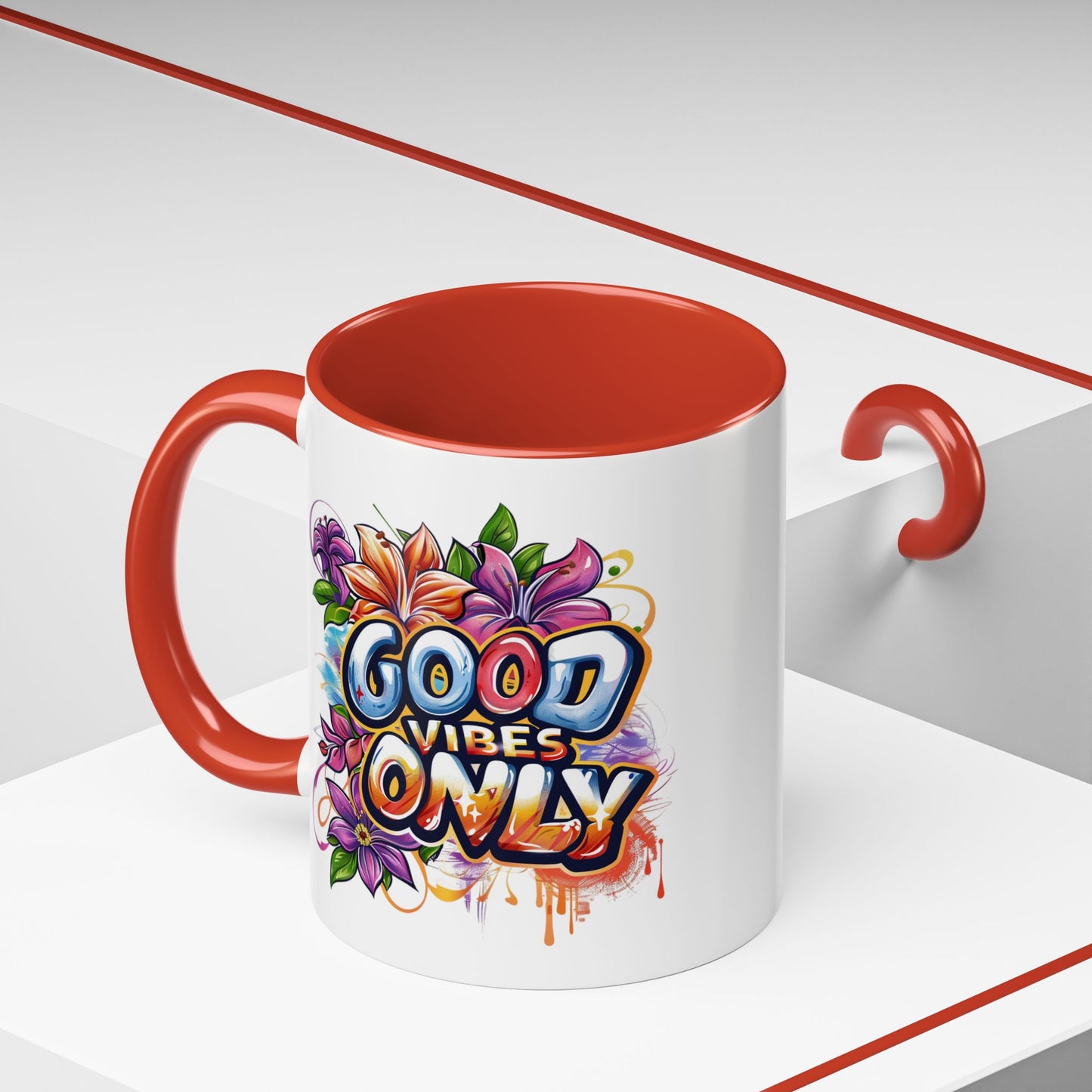 Wellness Mug - Good Vibes Only Graffiti Flowers
