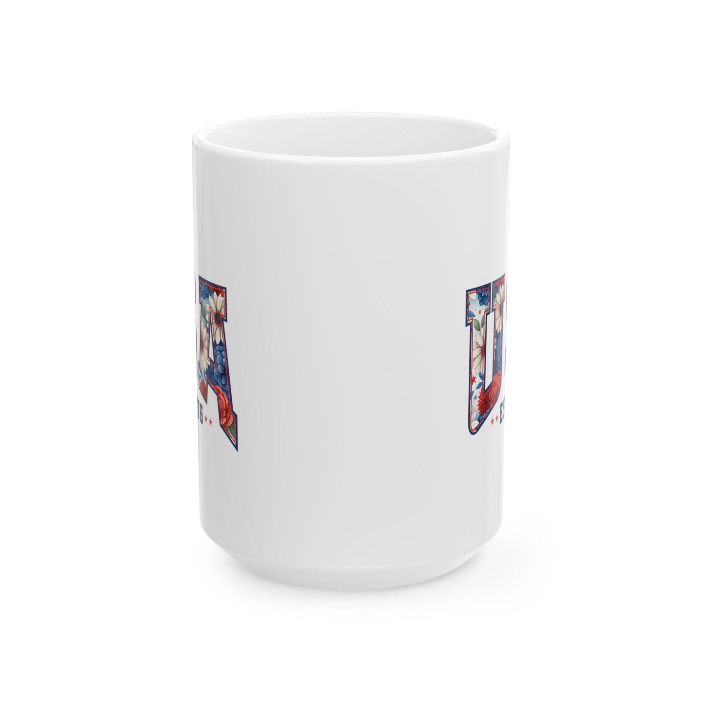 4th of July Mug - USA EST 1776 Floral