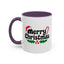 Christmas Mug - Merry Christmas Black Text Hat Cane Misletoe