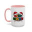 Christmas Mug - Merry Christmas Red Yellow & Blue Text Red Hats