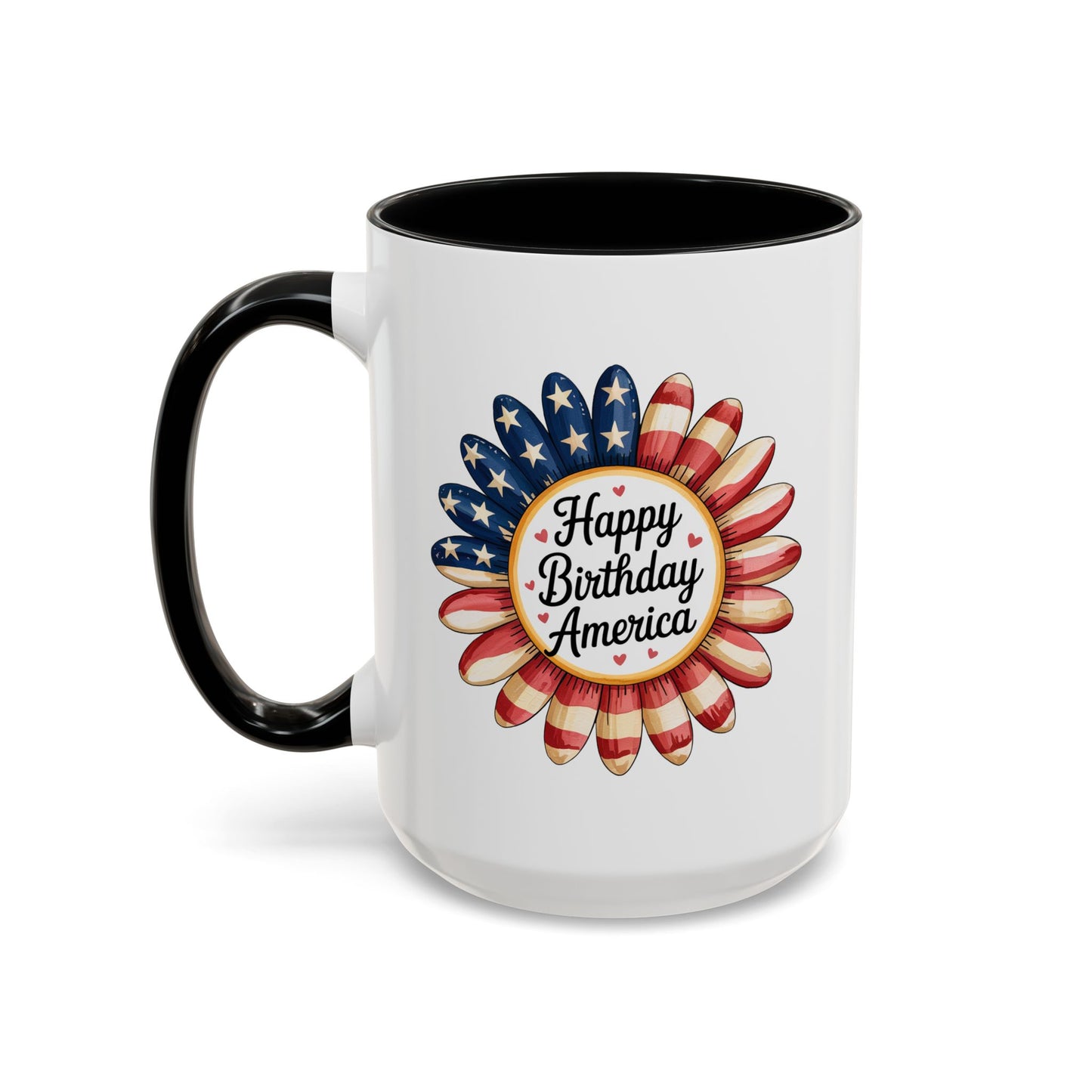 4th of July Mug - Happy Birthday America Sunflower