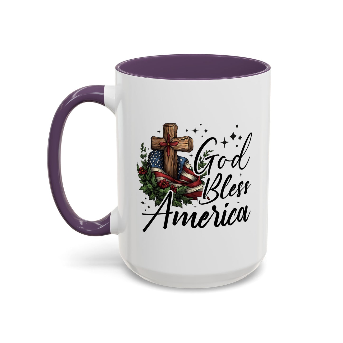 4th of July Mug - God Bless America Cross Flag
