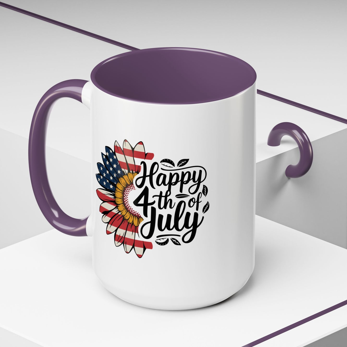 4th of July Mug - Happy 4th of July Sunflower USA Flag