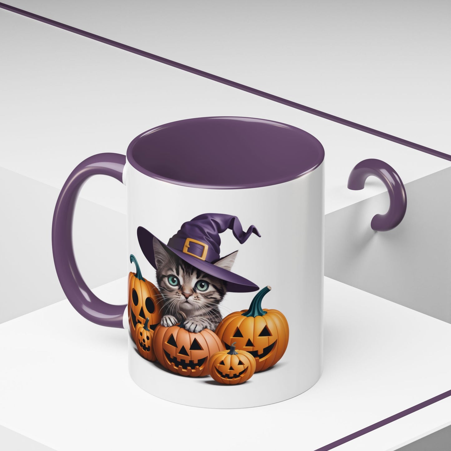 Halloween Mug - Witch Cat Hiding In Pumpkins