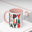 Christmas Mug - Happy Holidays Green Red & Blue Decorative Text