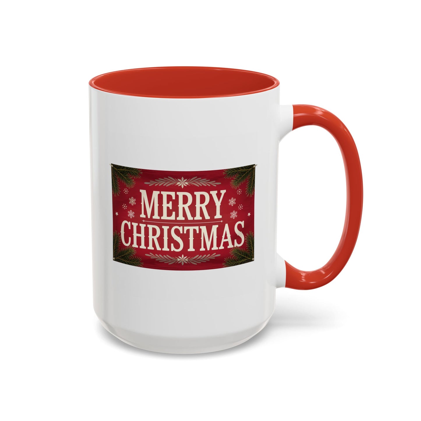 Christmas Mug - Merry Christmas Cream Text Maroon Background