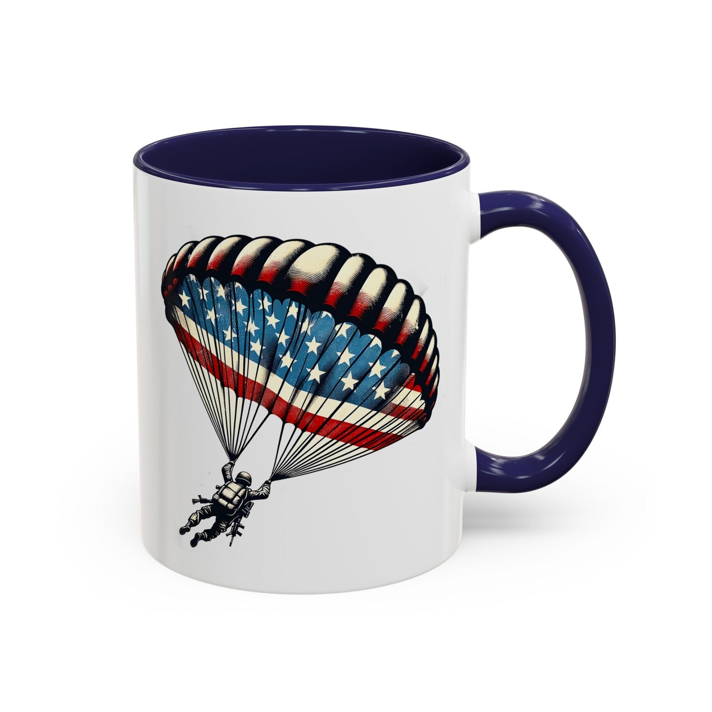 4th of July Mug - Airborne Soldier Parachute Flag