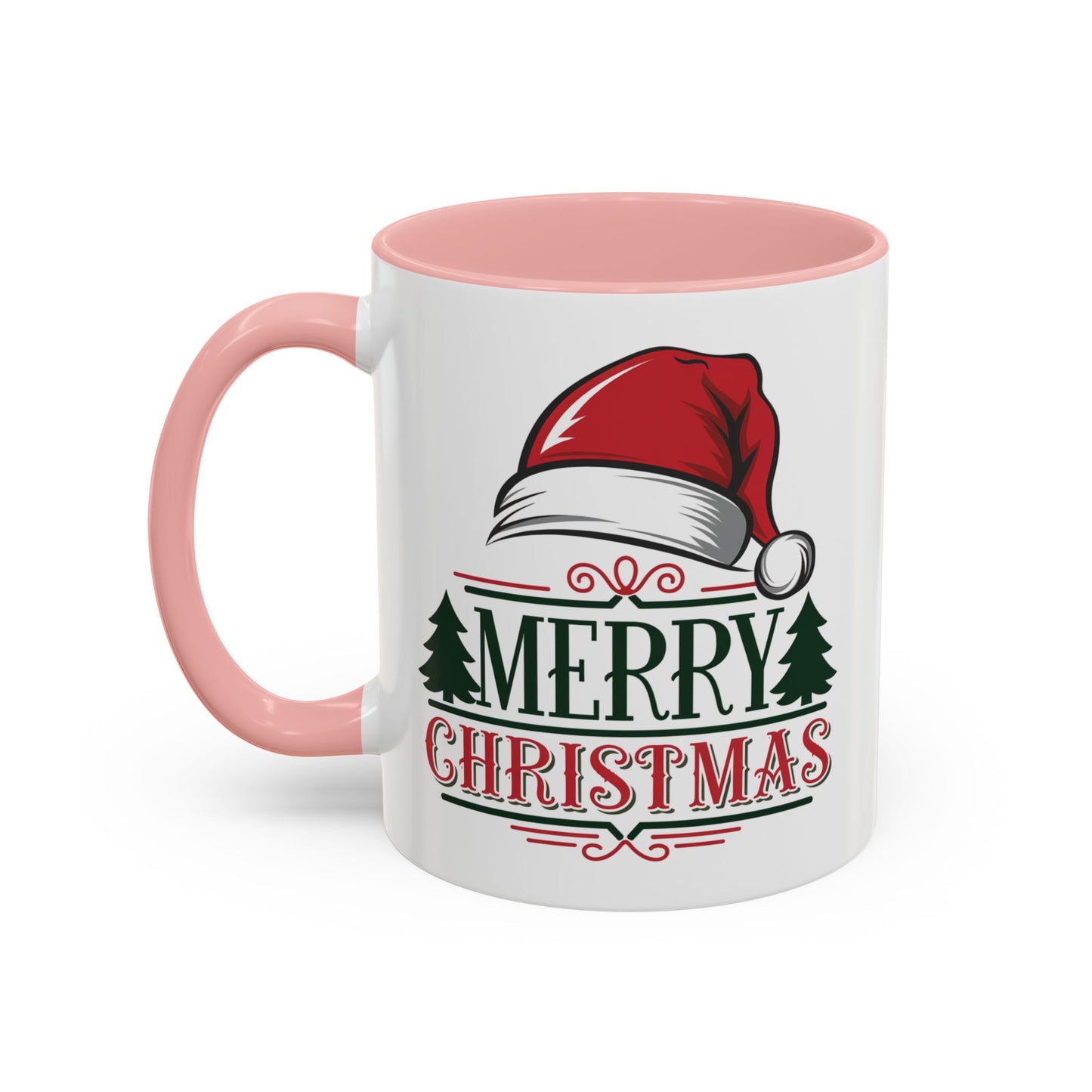 Christmas Mug - Merry Christmas Green & Red Text Red Hat
