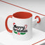 Christmas Mug - Merry Christmas Black Text Hat Cane Misletoe