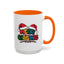 Christmas Mug - Merry Christmas Red Yellow & Blue Text Red Hats