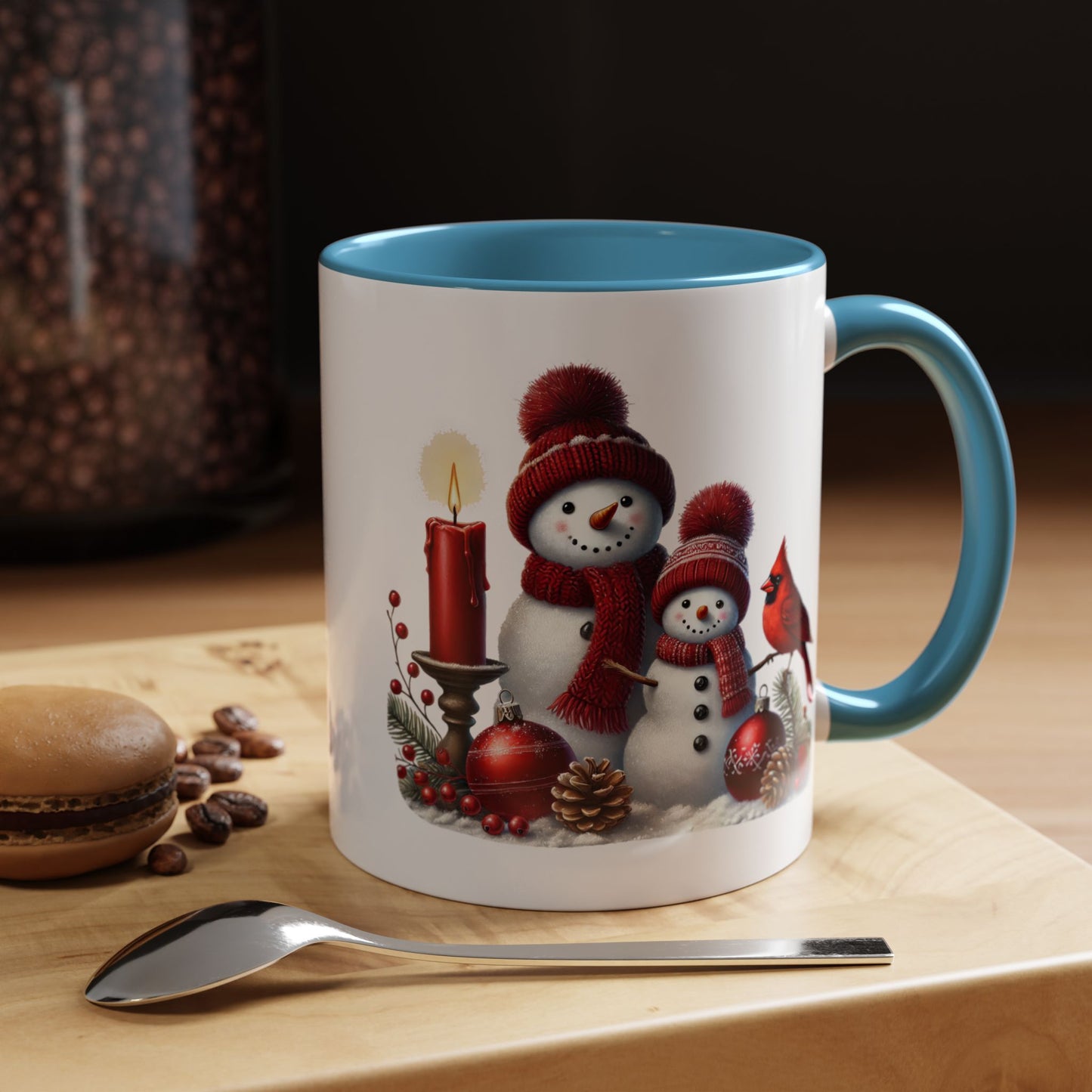 Christmas Mug - Burgundy Snowman Family