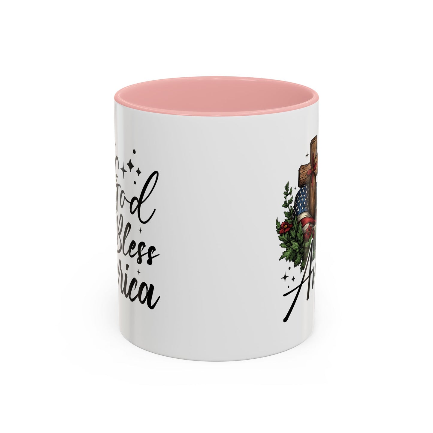 4th of July Mug - God Bless America Cross Flag