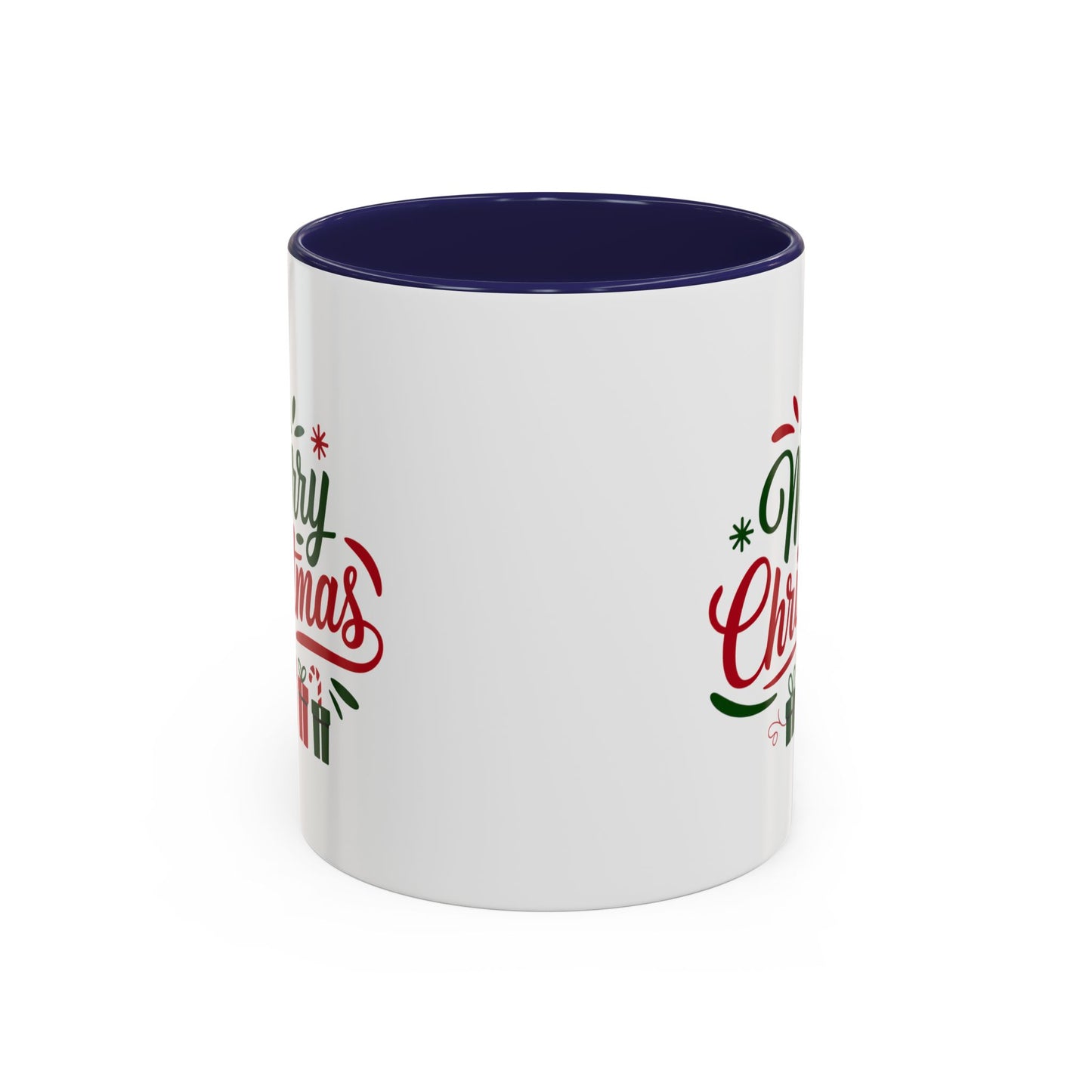 Christmas Mug - Merry Christmas Green & Red Text Tree Snowflakes Presents