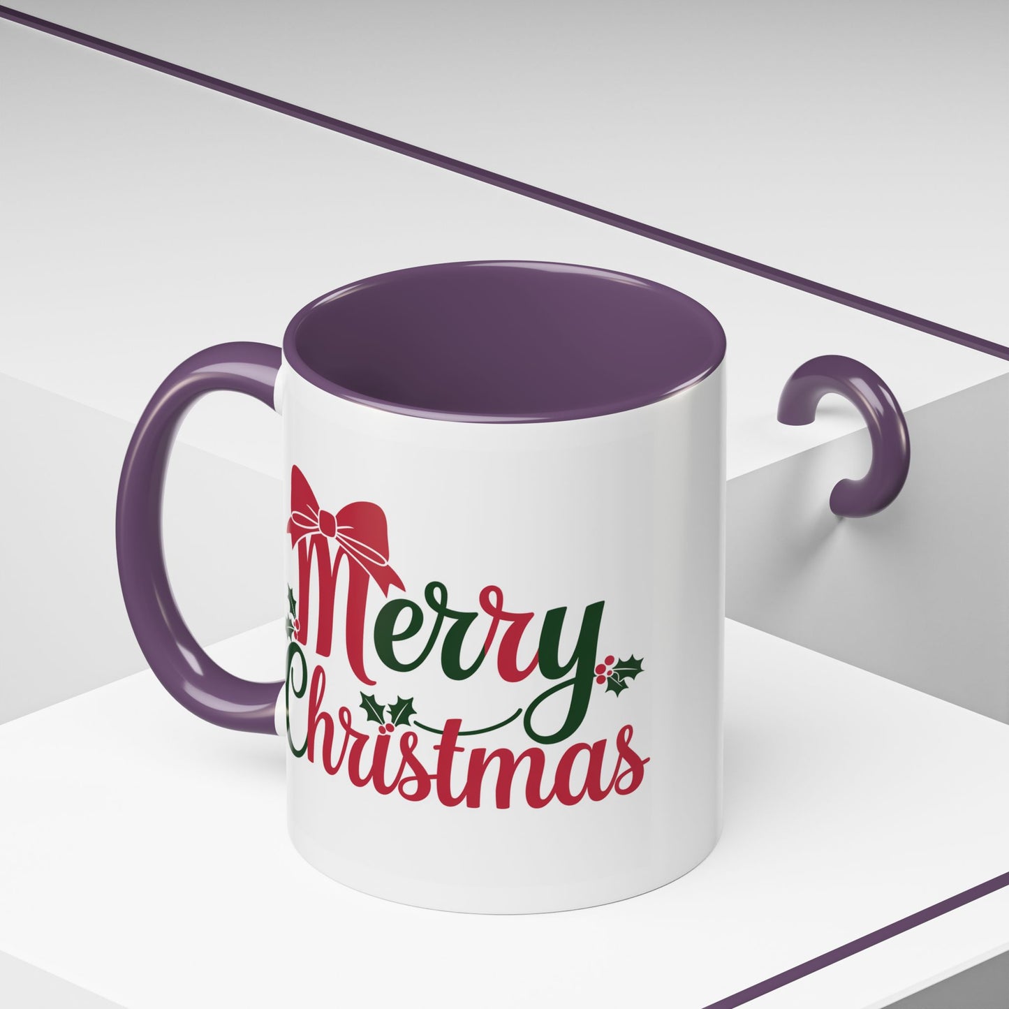 Christmas Mug - Merry Christmas Red & Green Text Bow