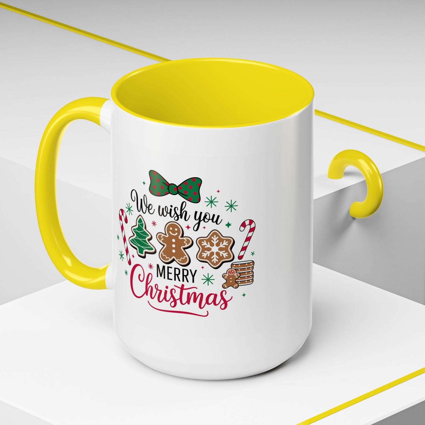 Christmas Mug - We Wish You a Merry Christmas Black & Red Text Cookies & Candy