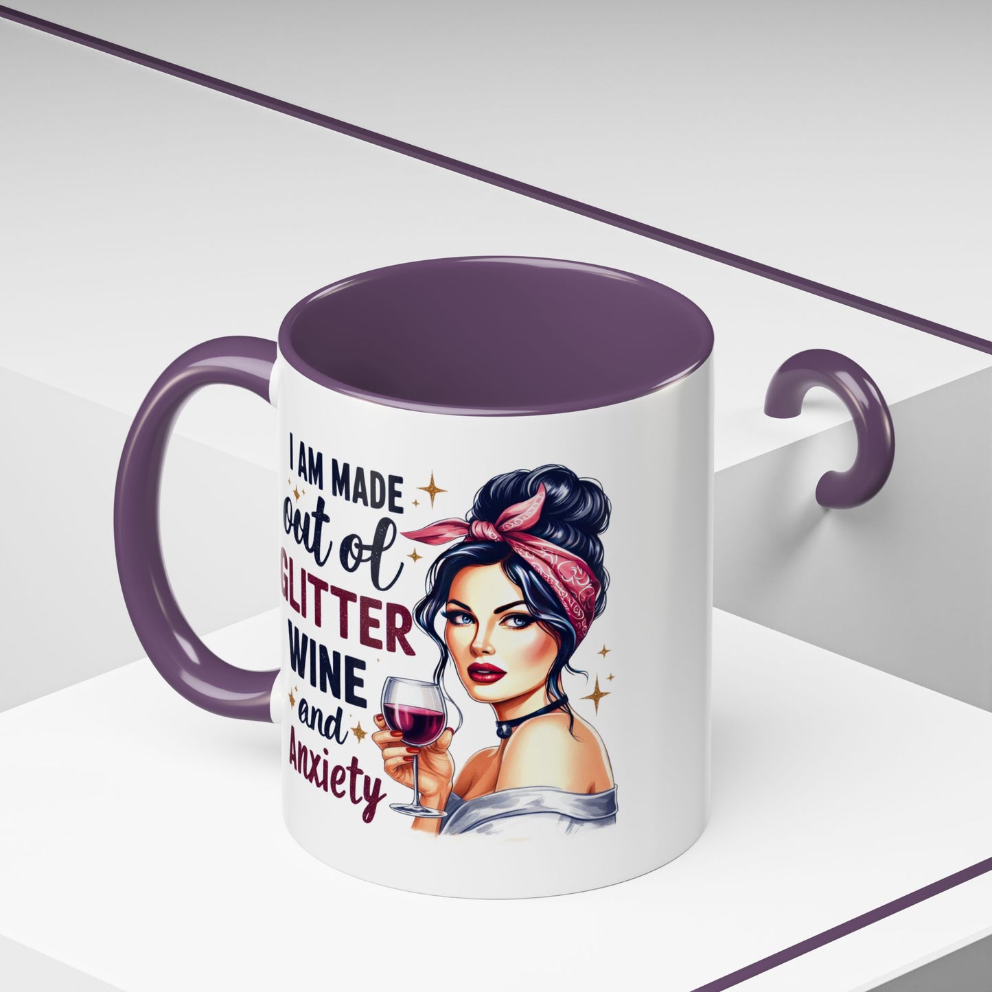 Humor Mug - I'm Made Out of Glitter Wine and Anxiety