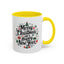 Christmas Mug - Merry Christmas and a Happy New Year Black Text Tree Ornaments Presents
