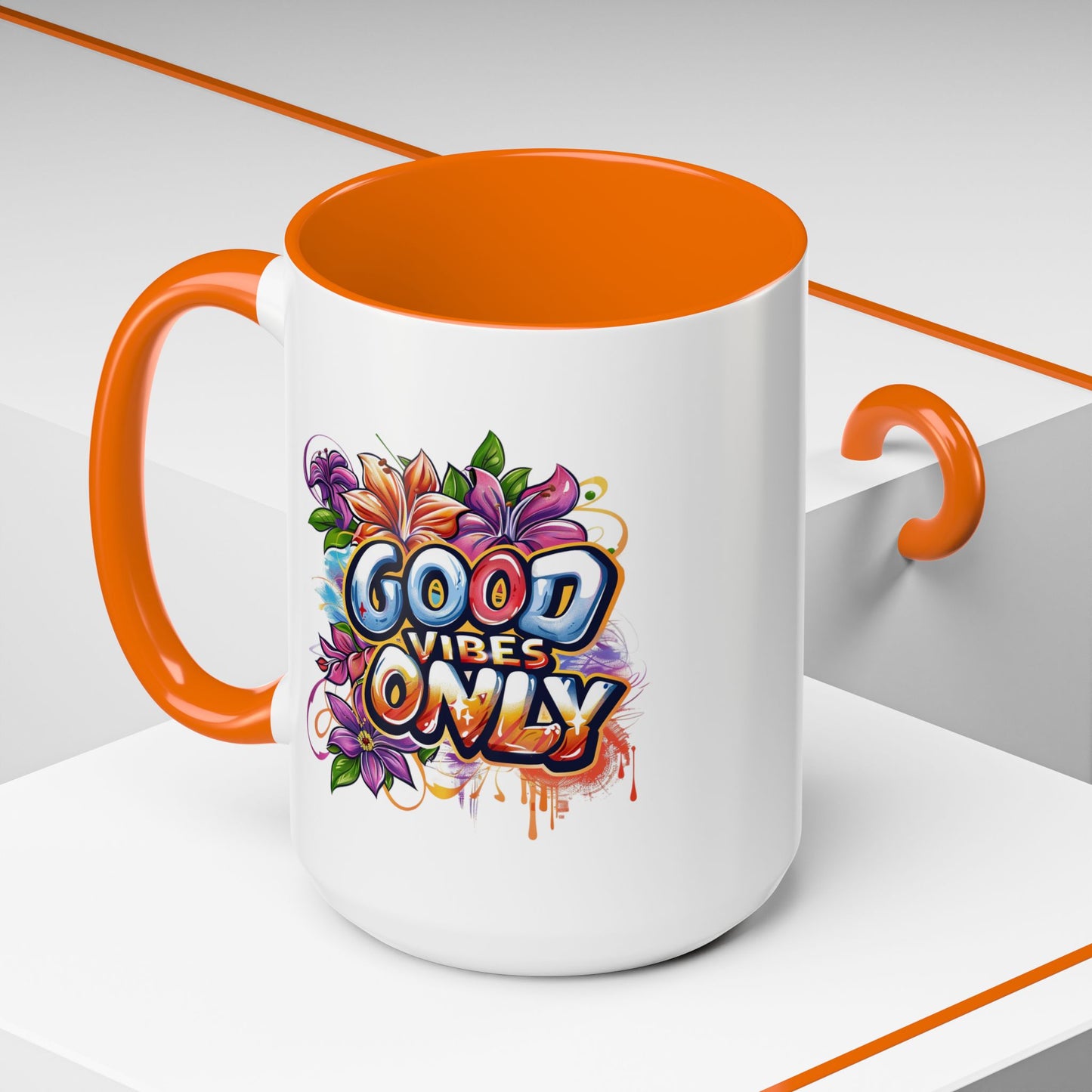 Wellness Mug - Good Vibes Only Graffiti Flowers