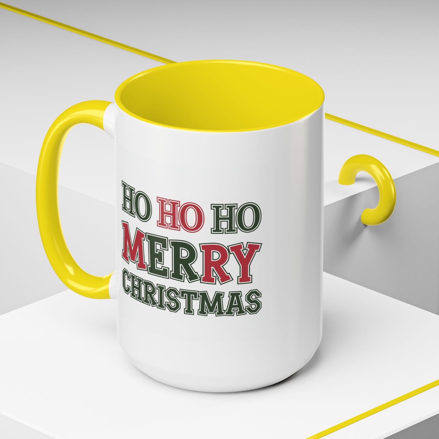 Christmas Mug - Ho Ho Ho Merry Christmas Green & Red Text 2