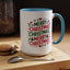 Christmas Mug - Merry Christmas Green & Red Text Trees Hearts Snowflakes Stars