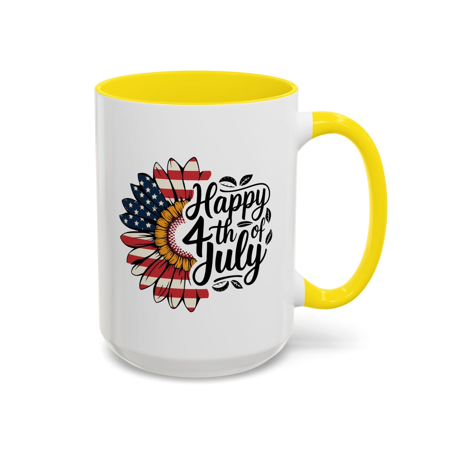 4th of July Mug - Happy 4th of July Sunflower USA Flag