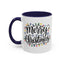 Christmas Mug - Merry Christmas Black Text Colored Lights