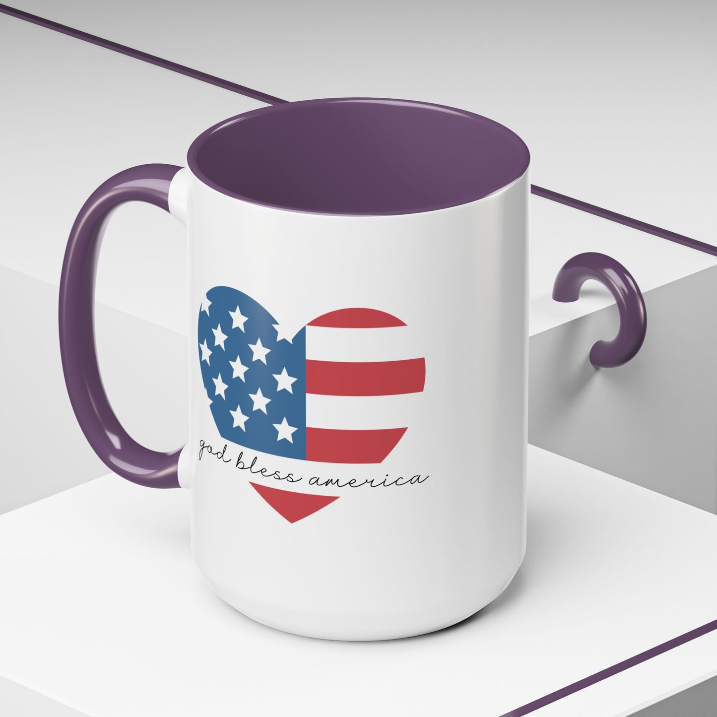 4th of July Mug - God Bless America Flag Heart