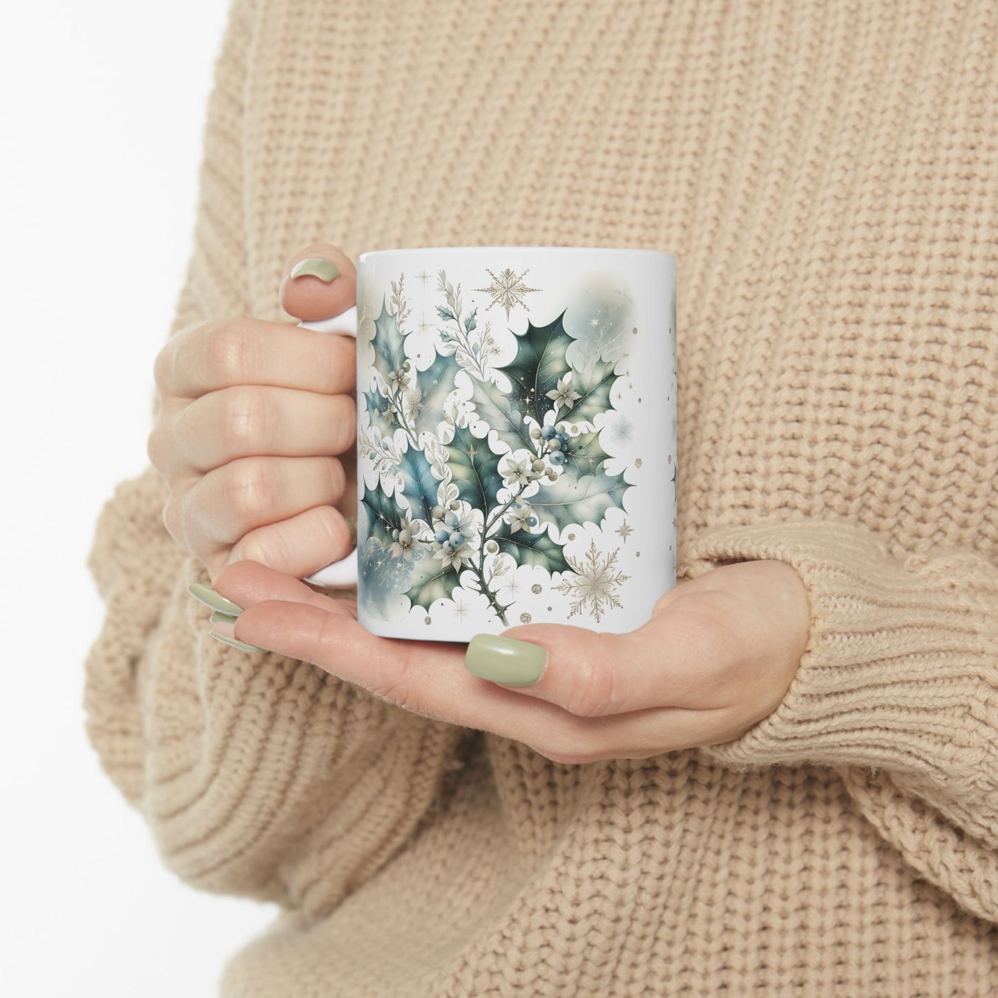 Christmas Mug - Leaves Snowflakes Decoration