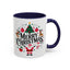 Christmas Mug - Merry Christmas Black Text Santa Reindeer Snowmen Ornaments