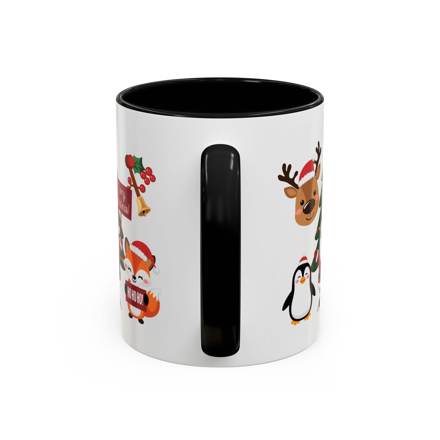 Christmas - Merry Christmas White Text Santa Reindeer Penguin Fox