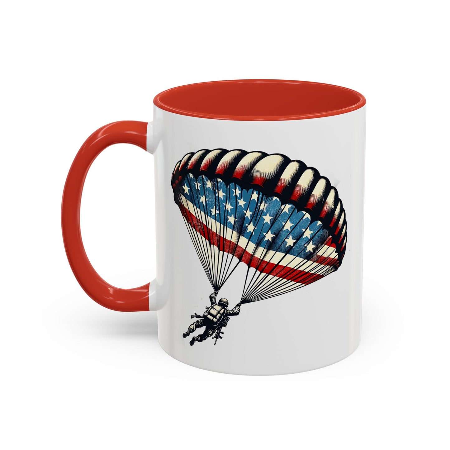 4th of July Mug - Airborne Soldier Parachute Flag