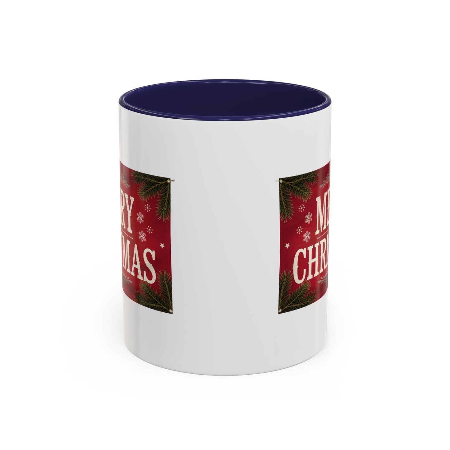 Christmas Mug - Merry Christmas Cream Text Maroon Background