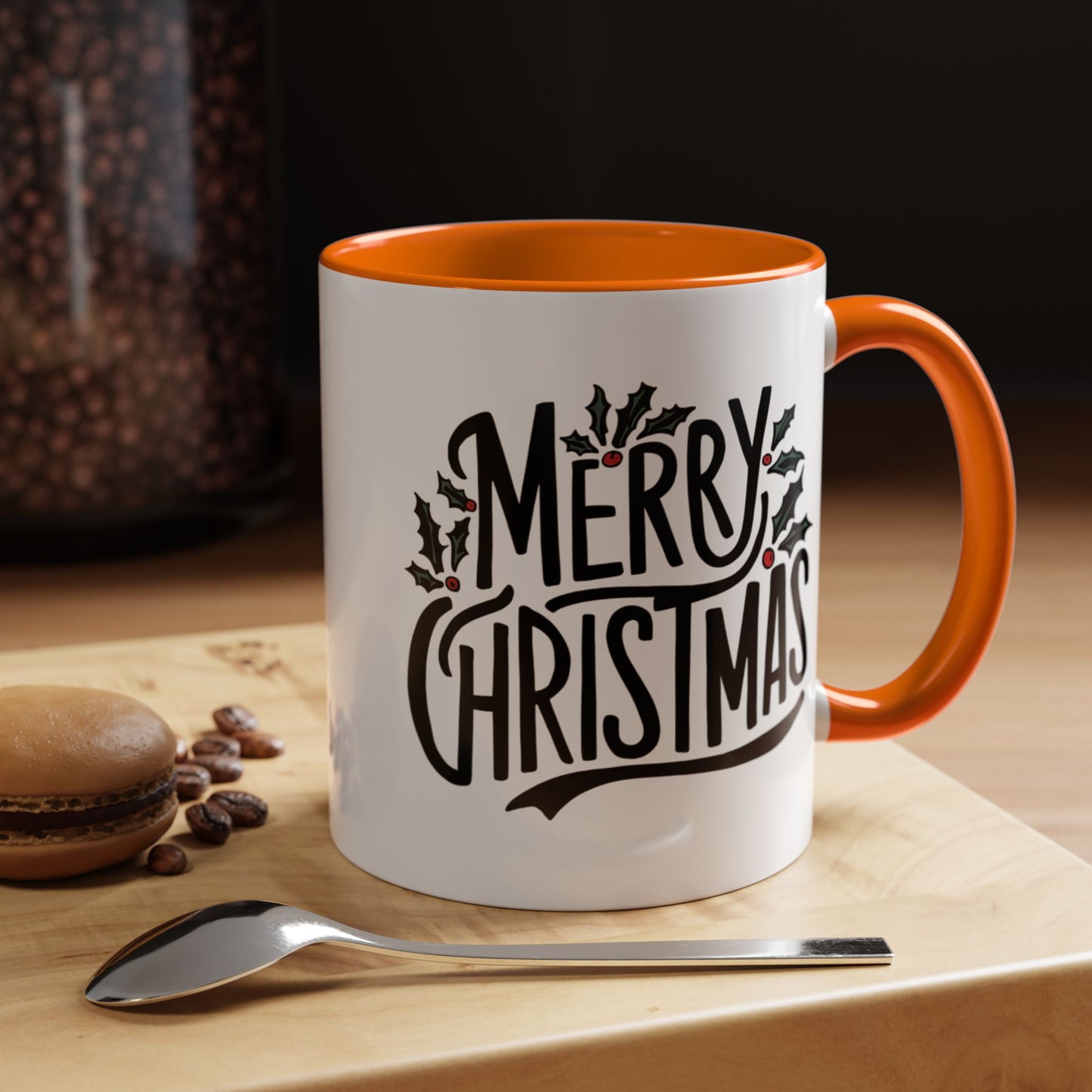 Christmas Mug - Merry Christmas Black Text Mistletoe