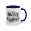 Christmas Mug - Merry Christmas Black Text Colored Lights