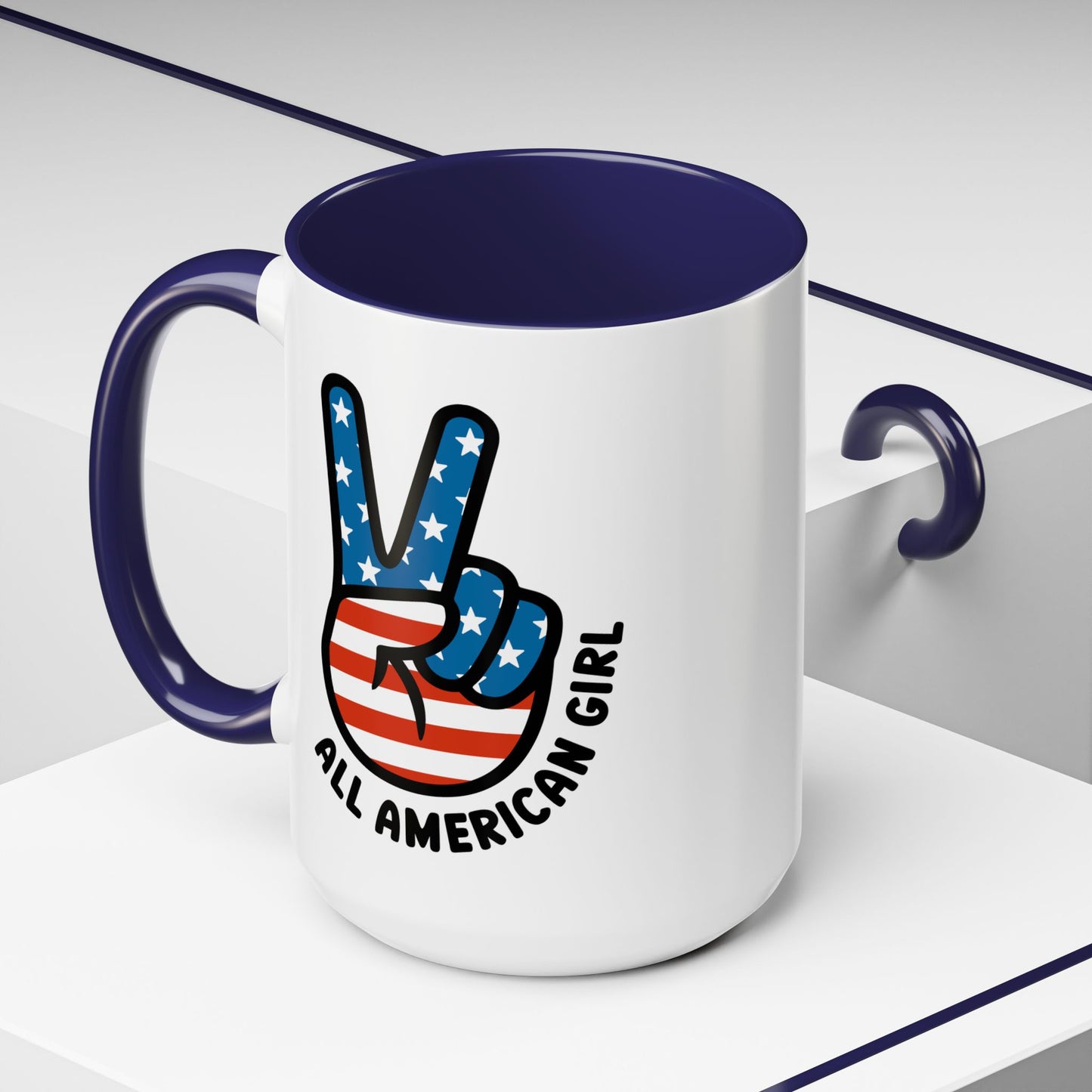 4th of July Mug - All American Girl Peace Sign