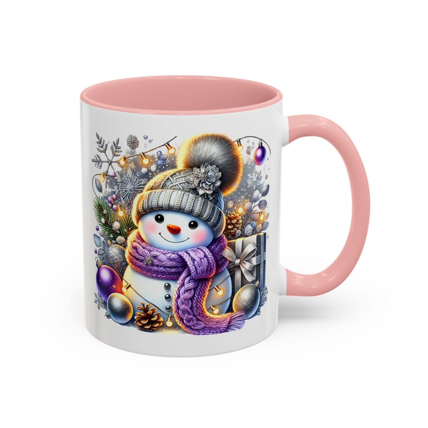 Christmas Mug - Purple and Silver Snowman
