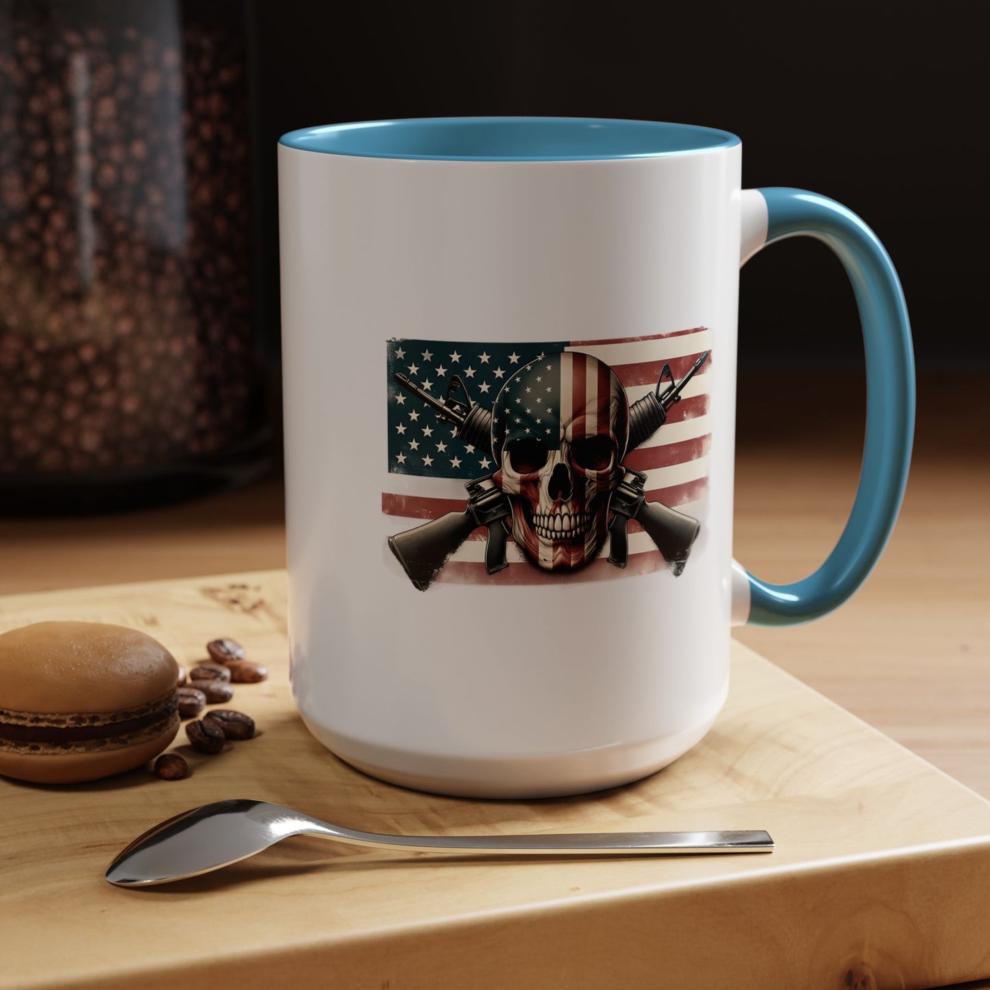 4th of July Mug - Skull Guns Flag