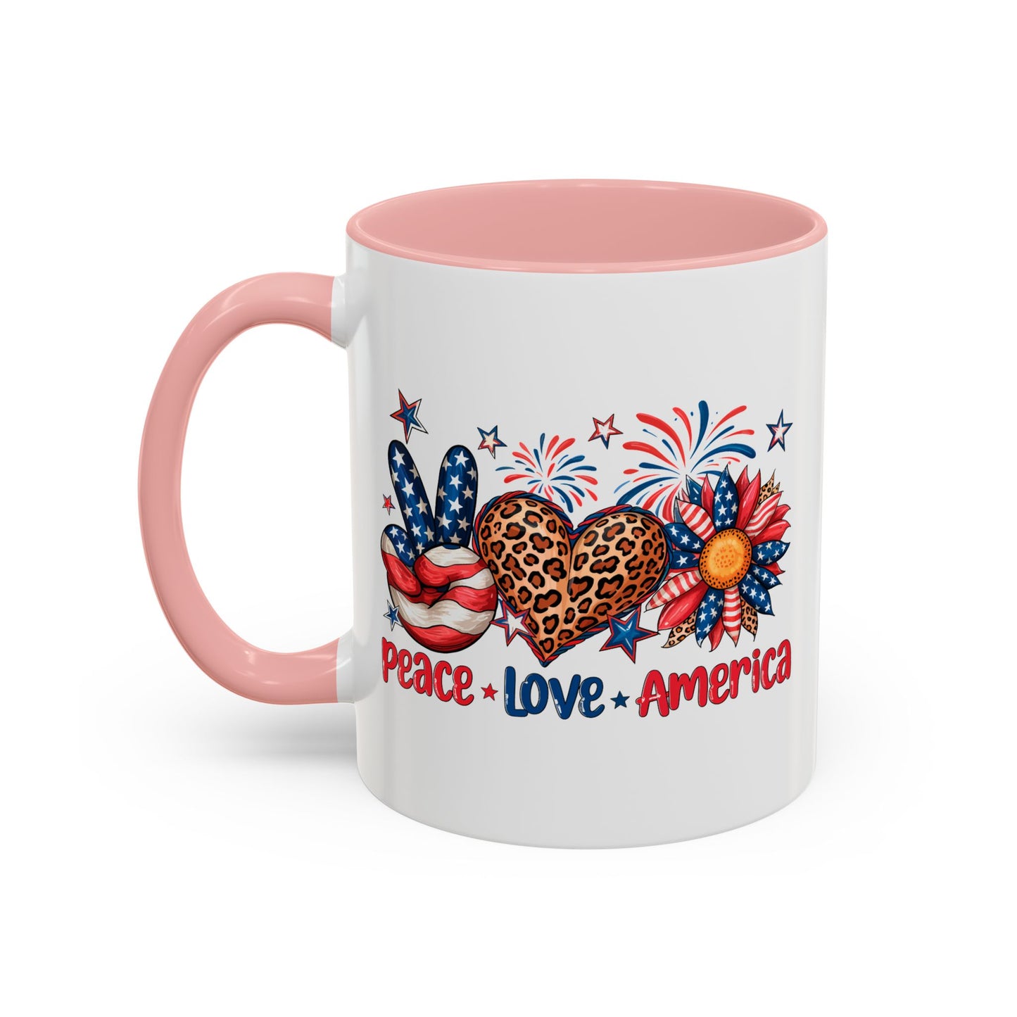 4th of July Mug - Peace Love America