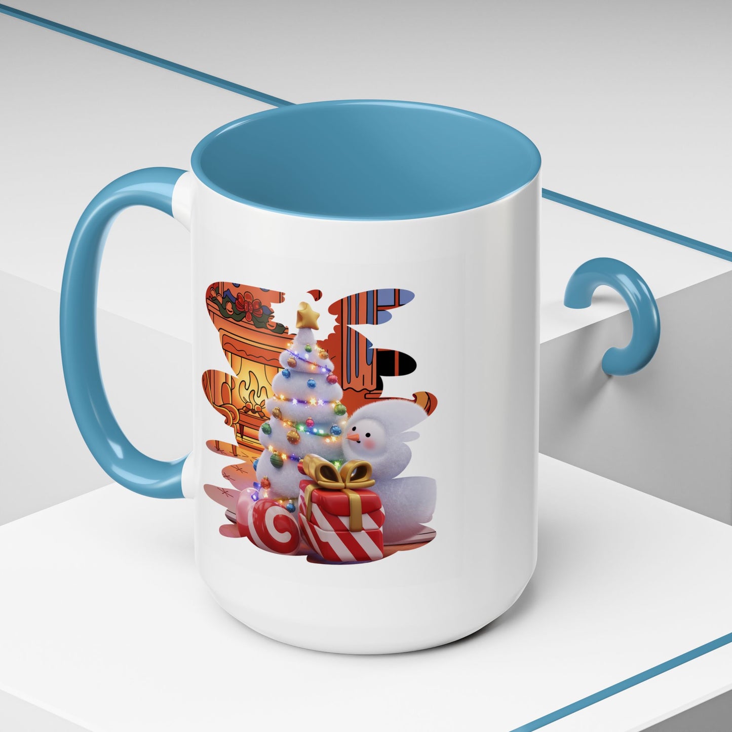 Christmas Mug - Snowman Tree Presents Fireplace