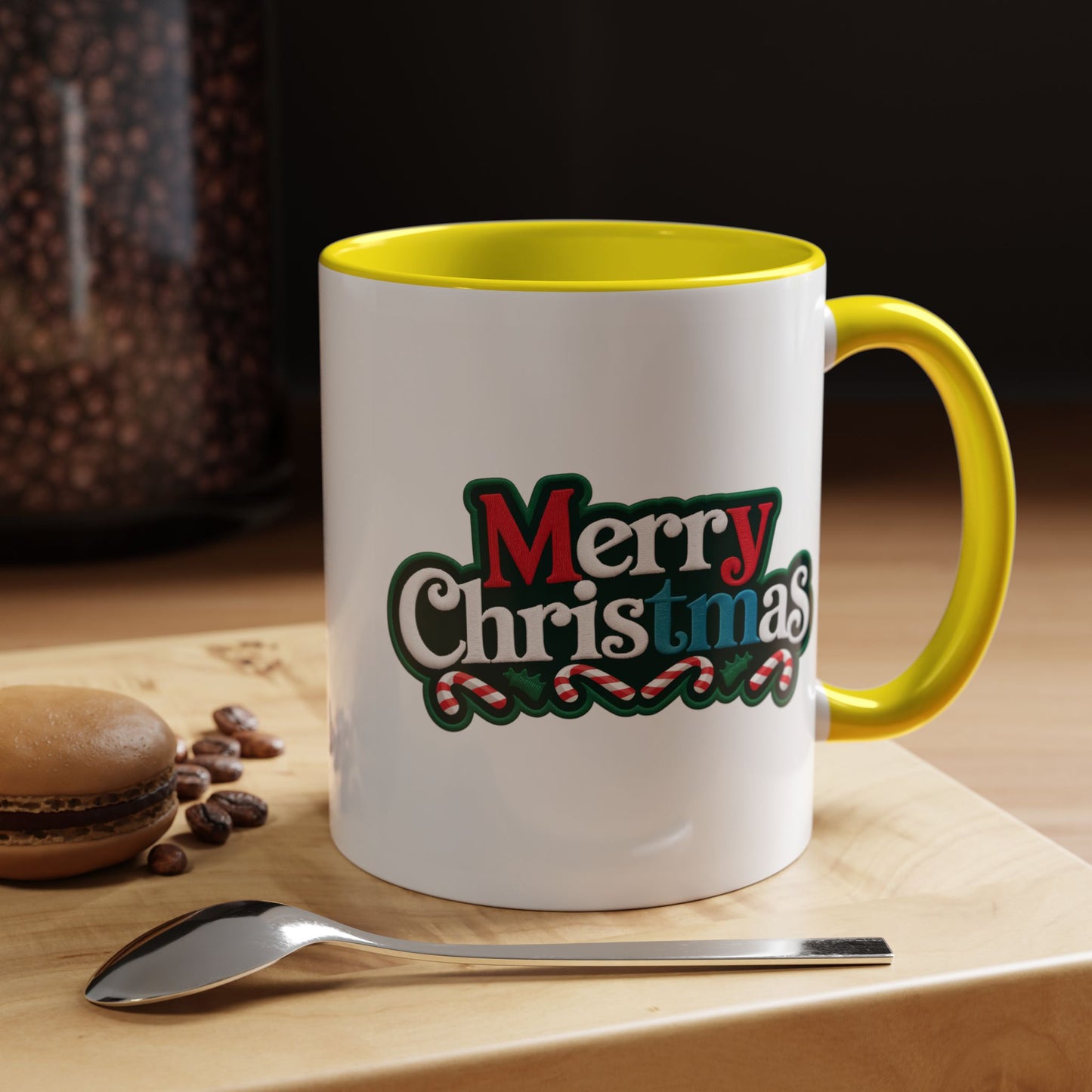 Christmas Mug - Merry Christmas White Red & Blue Text
