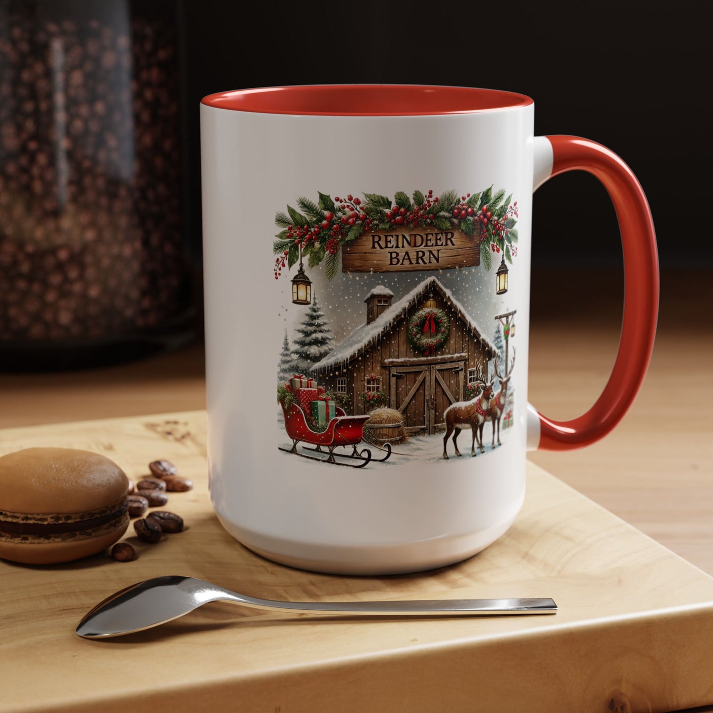 Christmas Mug - Reindeer Barn Sleigh Reindeer