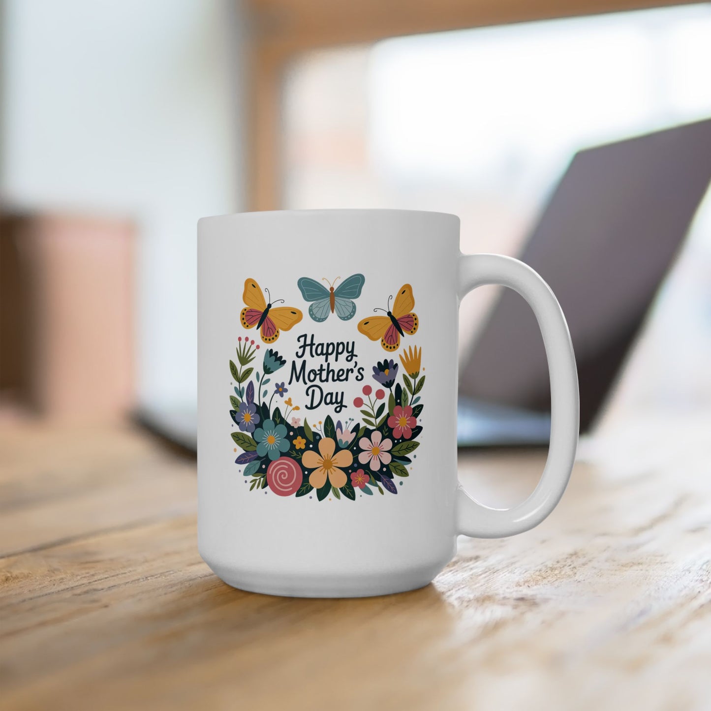 Mother's Day Mug - Happy Mother's Day Floral Butterflies