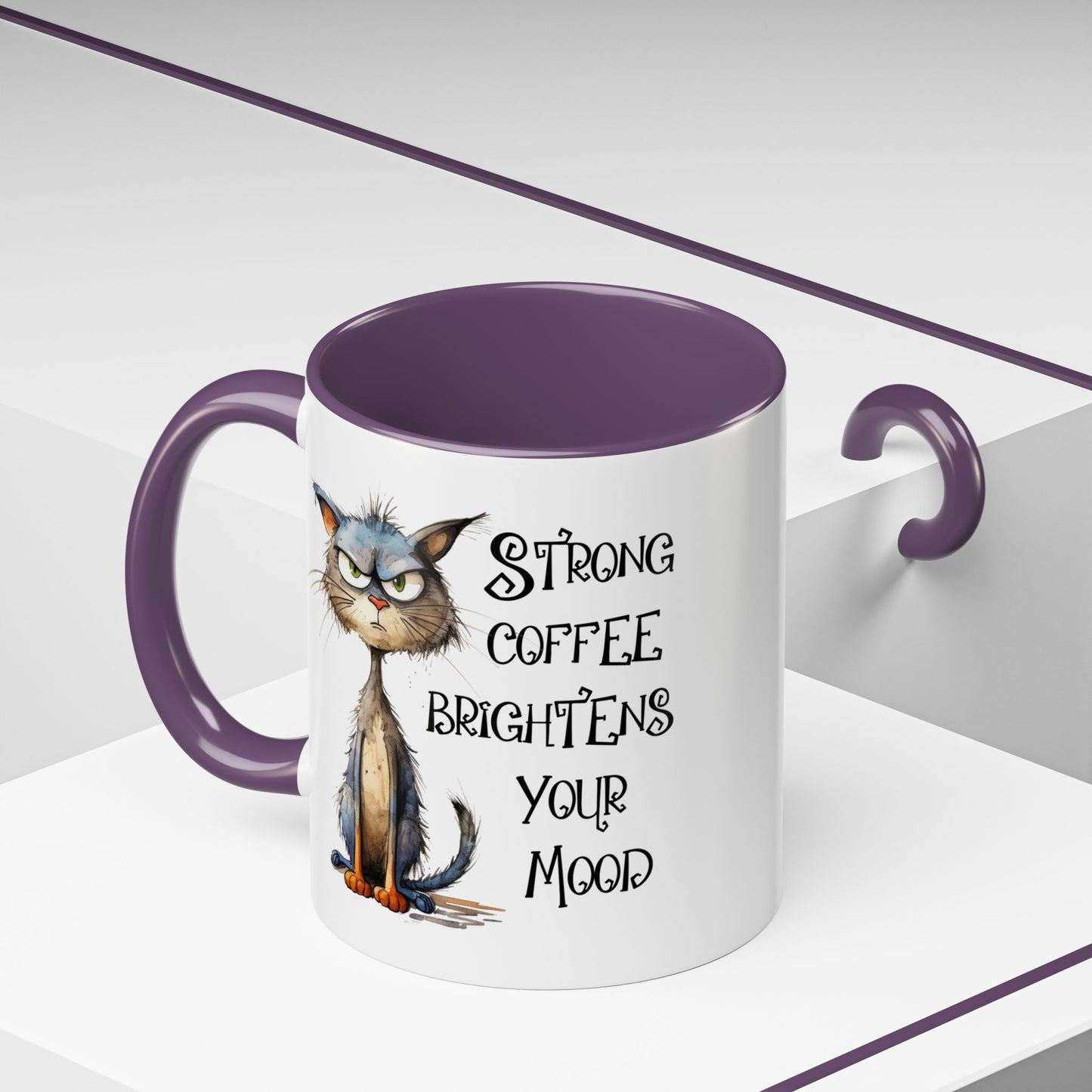 Humor Mug - Strong Coffee Brightens Your Mood