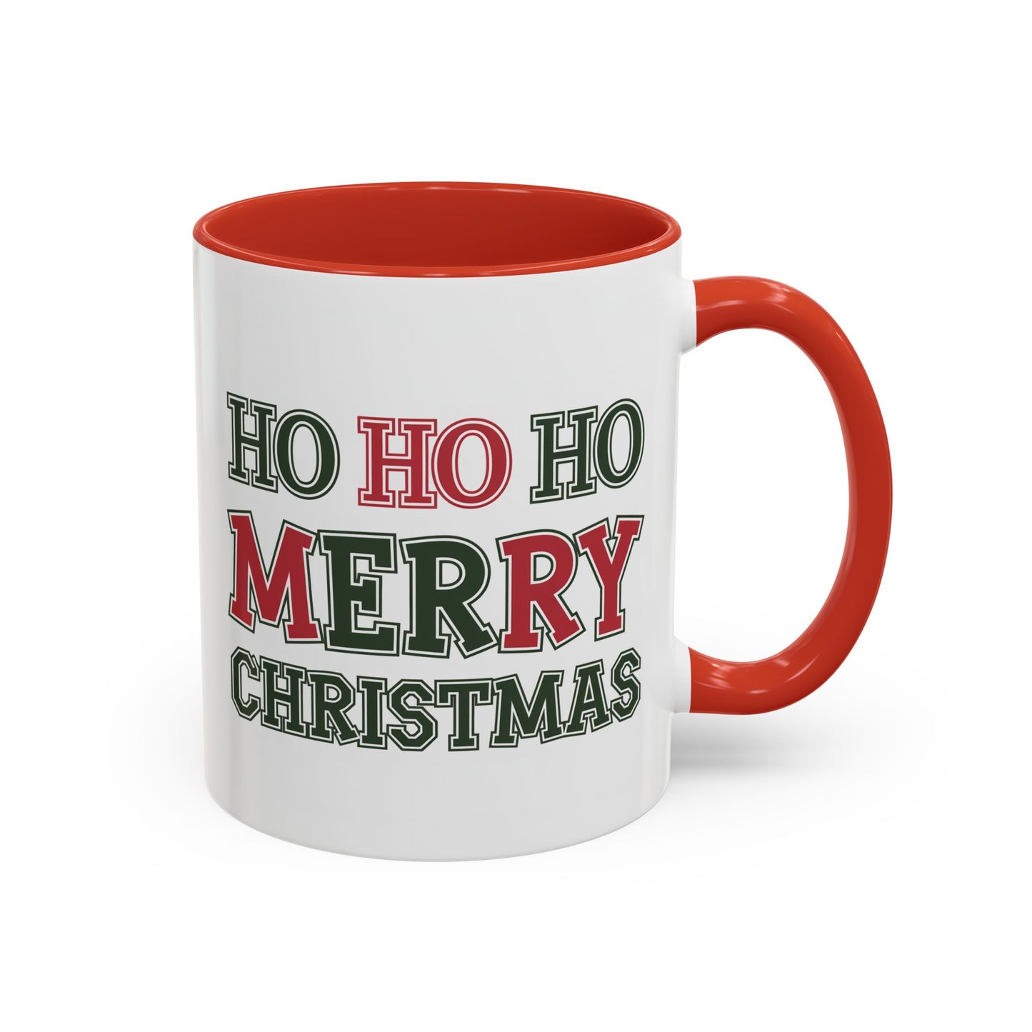 Christmas Mug - Ho Ho Ho Merry Christmas Green & Red Text 2