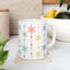 Christmas Mug - Green Yellow & Red Snowflakes Pattern