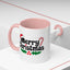 Christmas Mug - Merry Christmas Black Text Hat Candy Cane Mistletoe