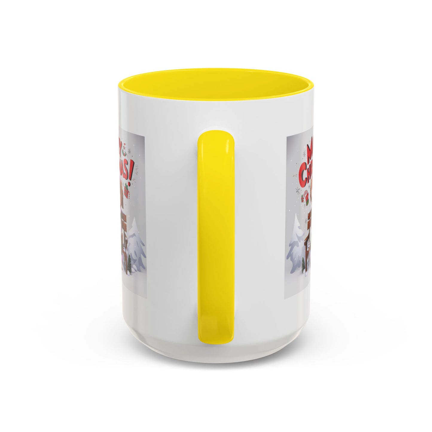 Christmas Mug - Merry Christmas Red Text Puppy Green & Red Top