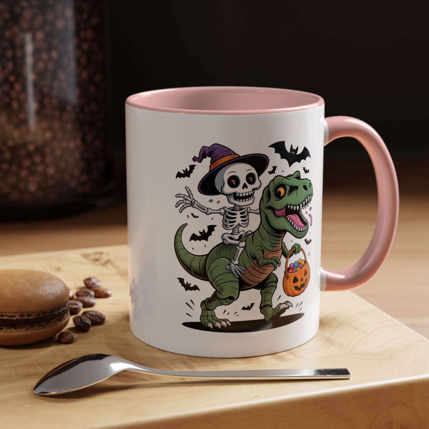 Halloween Mug - Skeleton Riding Dinosaur