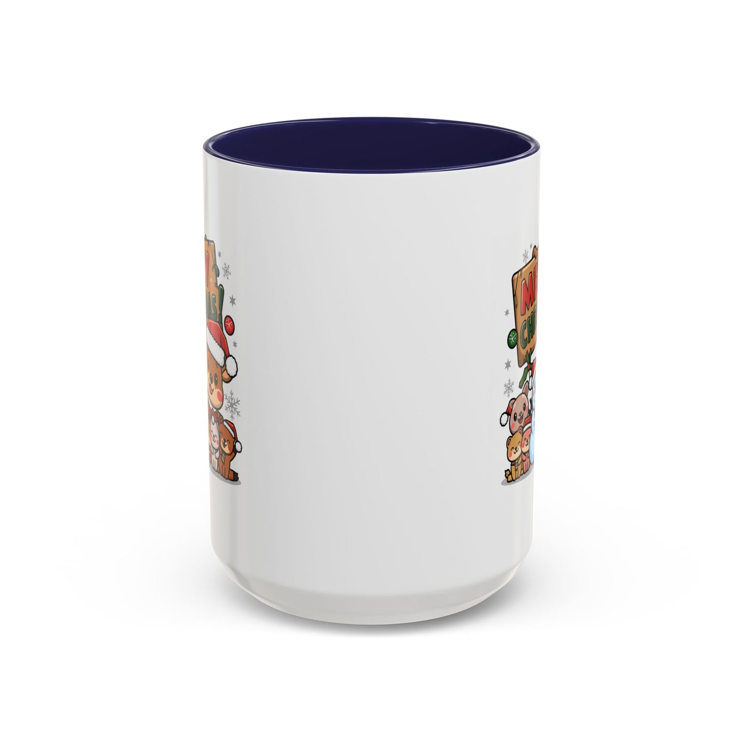 Christmas Mug - Merry Christmas Red & Green Text Reindeer Snowman